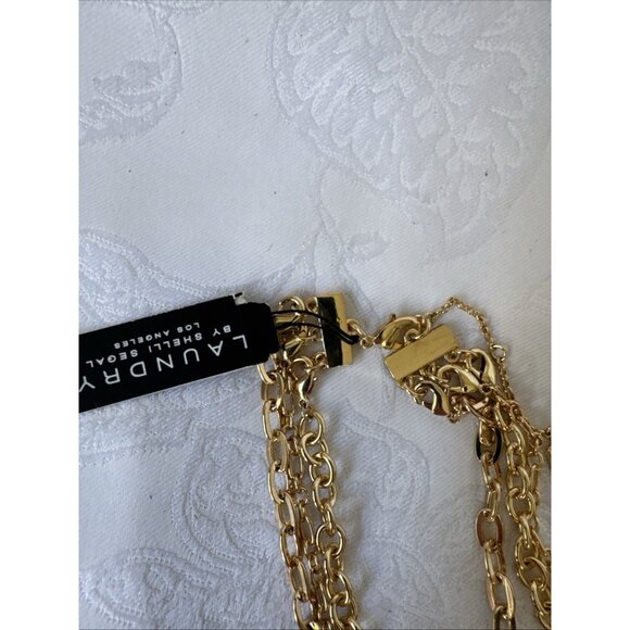 Laundry Shelli Segal Gold Link Chain Layered 16" Long Statement Necklace NEW $55 - Picture 9 of 11